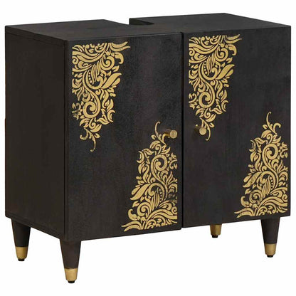 Bathroom Cabinet Set with Drawer 3 pcs Black Solid Mango Wood
