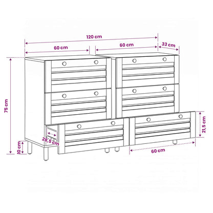 Storage Cabinets 2 pcs 120 x 33 x 75 cm Solid Mango Wood