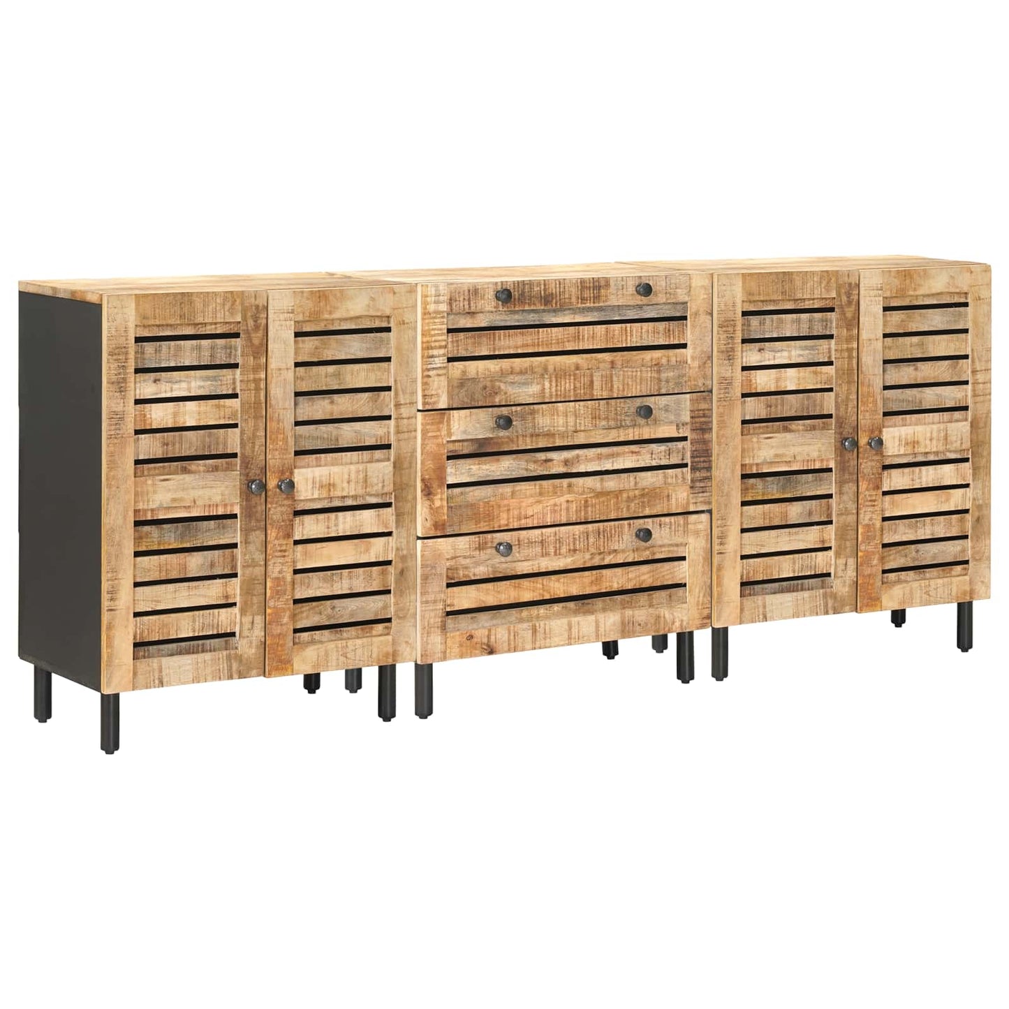 Storage Cabinets 3 pcs 180 x 33 x 75 cm Solid Mango Wood
