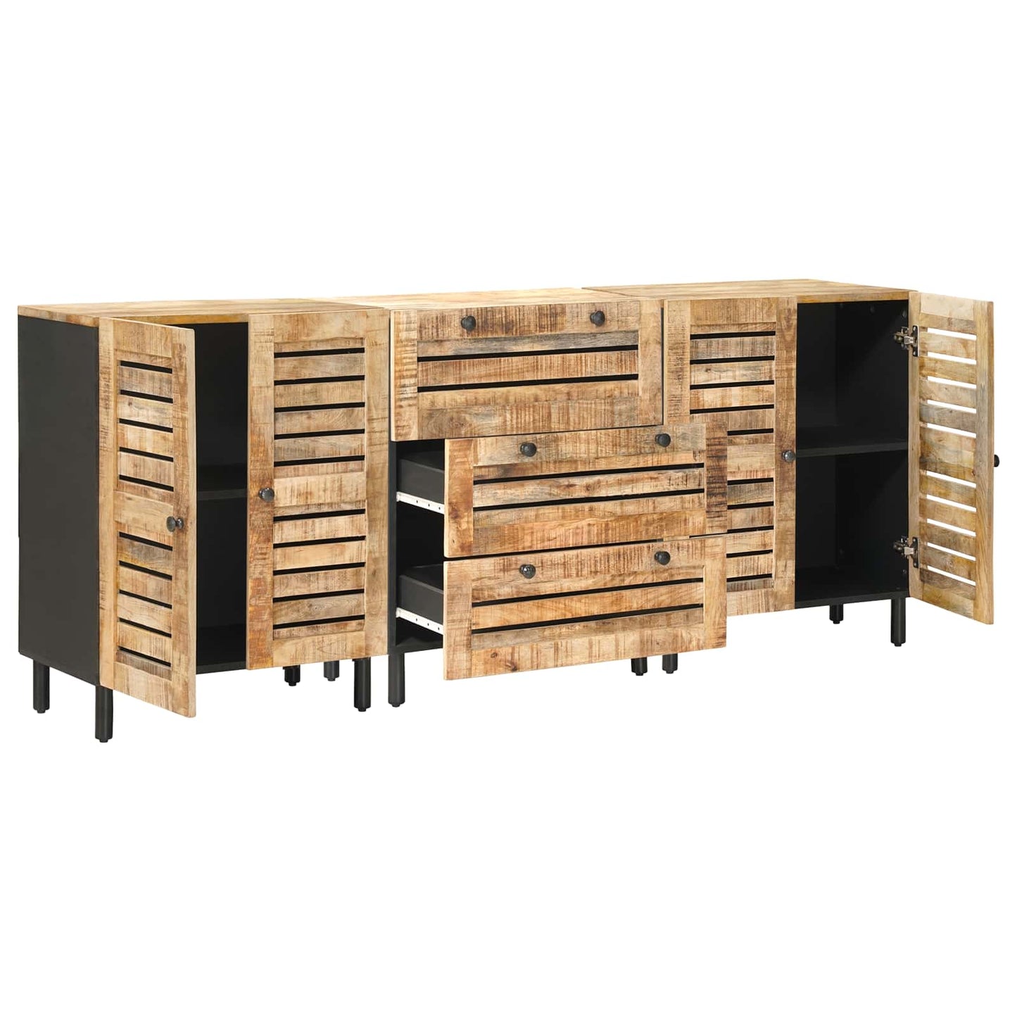 Storage Cabinets 3 pcs 180 x 33 x 75 cm Solid Mango Wood