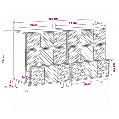 Storage Cabinets 2 pcs Brown 60 x 33.5 x 75 cm Solid Mango Wood
