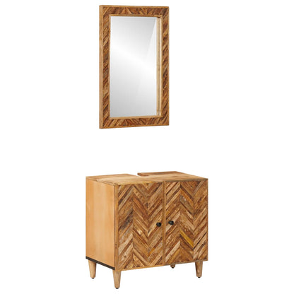 Bathroom Cabinet Set Wall-mounted 2 pcs Solid Mango Wood