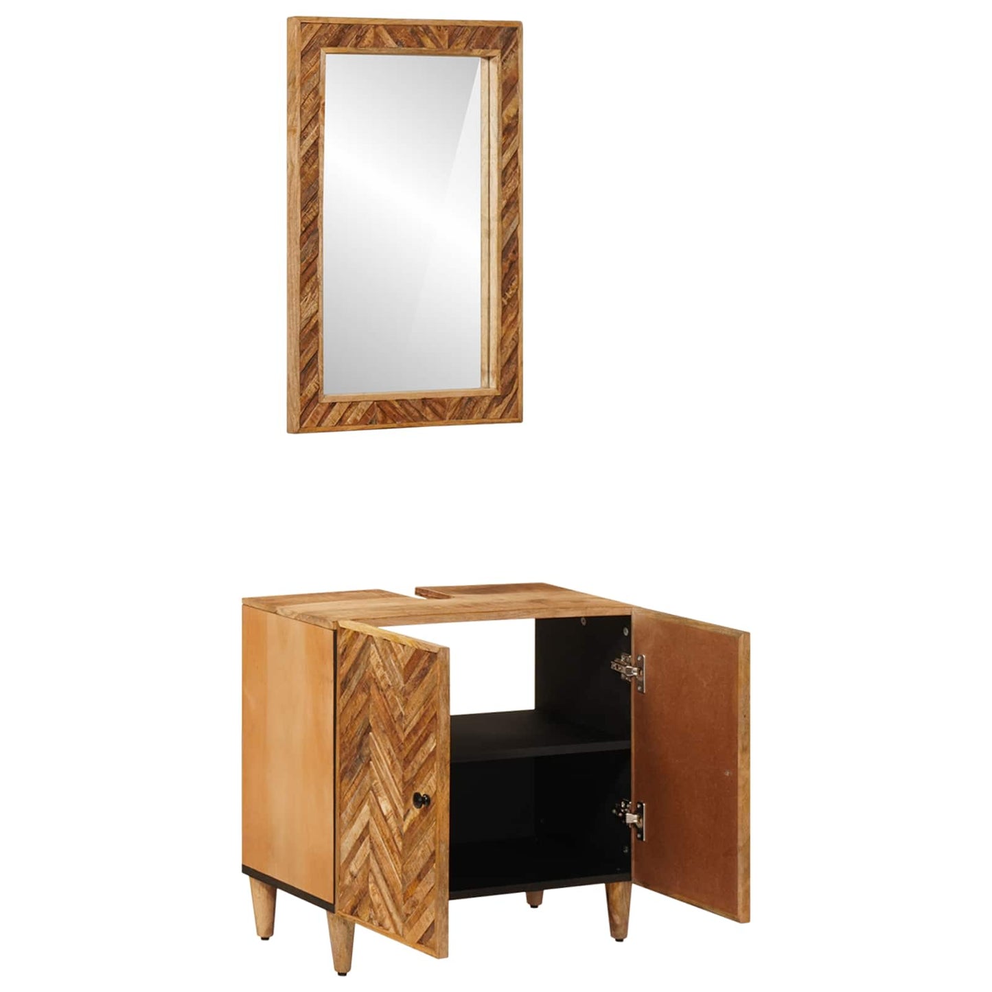 Bathroom Cabinet Set Wall-mounted 2 pcs Solid Mango Wood