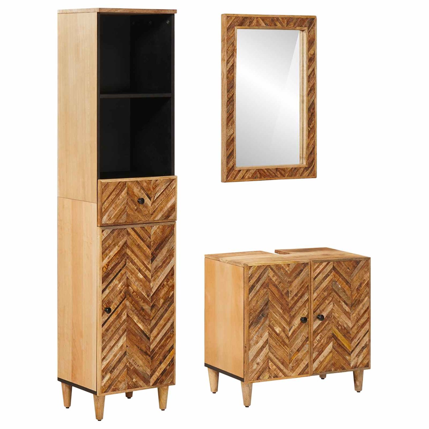 Bathroom Cabinet Set with Drawer 3 pcs Solid Mango Wood