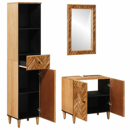 Bathroom Cabinet Set with Drawer 3 pcs Solid Mango Wood