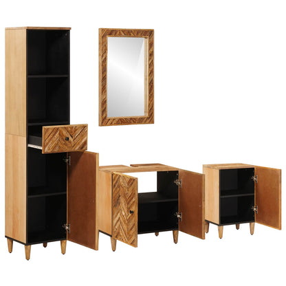Bathroom Cabinet Set with Drawer 4 pcs Solid Mango Wood