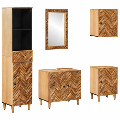 Bathroom Cabinet Set with Drawer 5 pcs Solid Mango Wood
