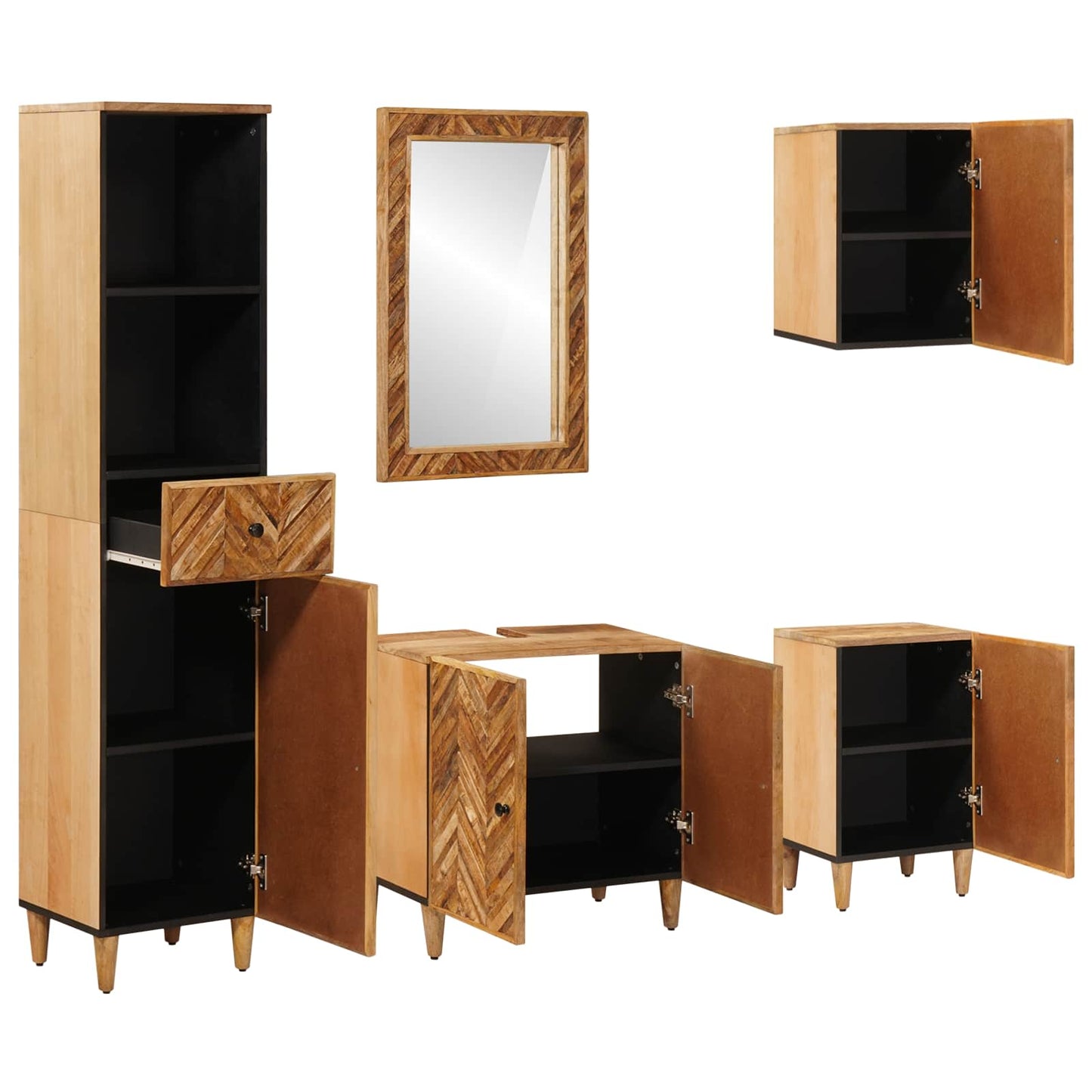 Bathroom Cabinet Set with Drawer 5 pcs Solid Mango Wood