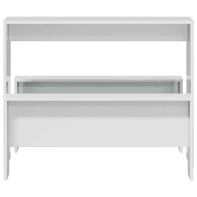 3 Piece Dining Table and Bench set High Gloss White Engineered Wood