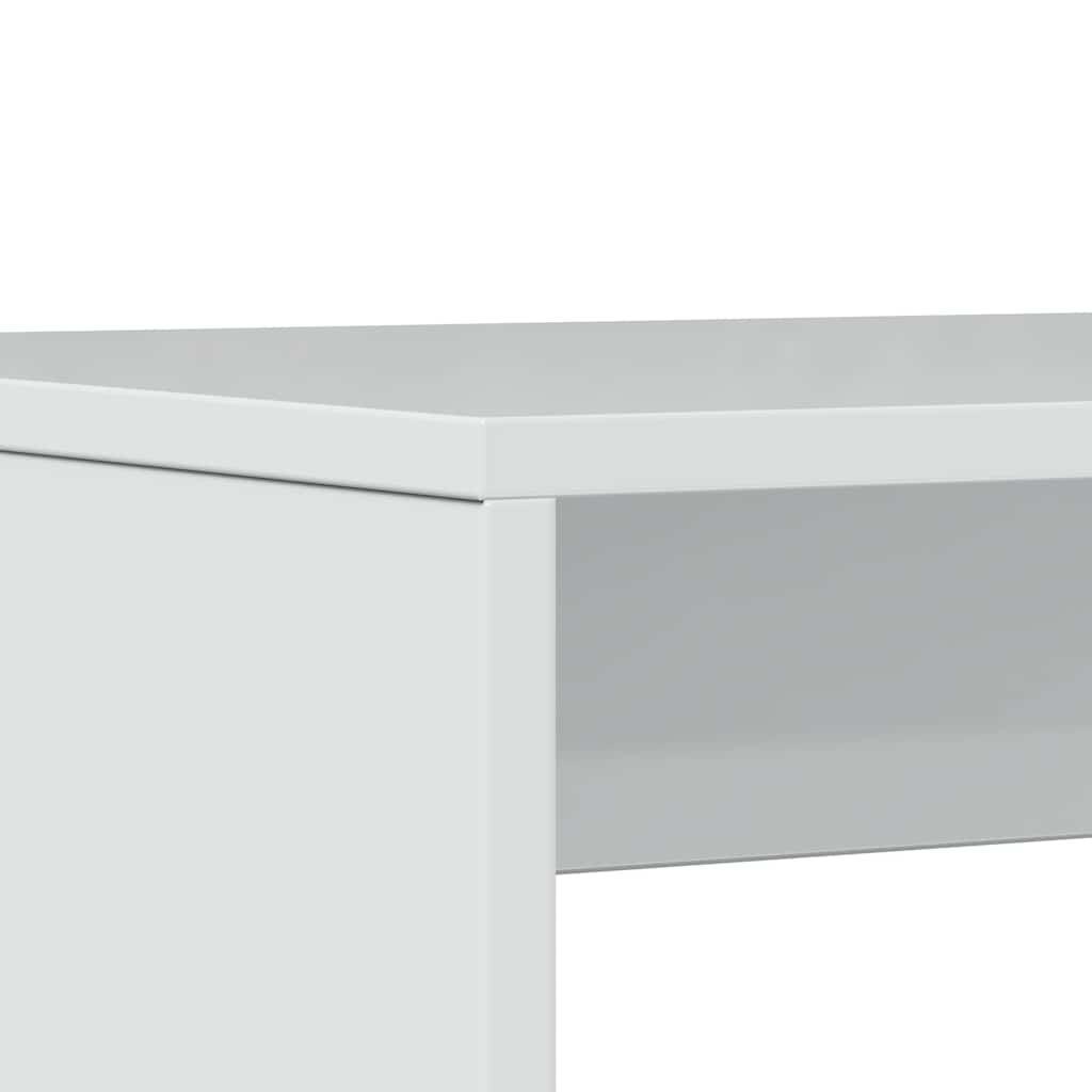 3 Piece Dining Table and Bench set High Gloss White Engineered Wood