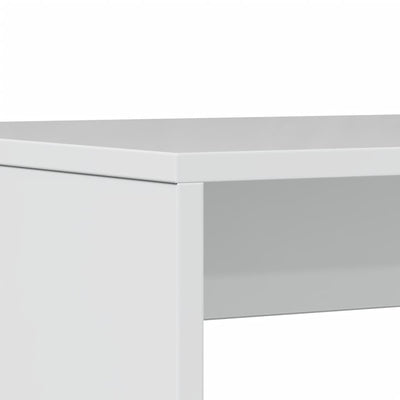 3 Piece Dining Table and Bench set High Gloss White Engineered Wood