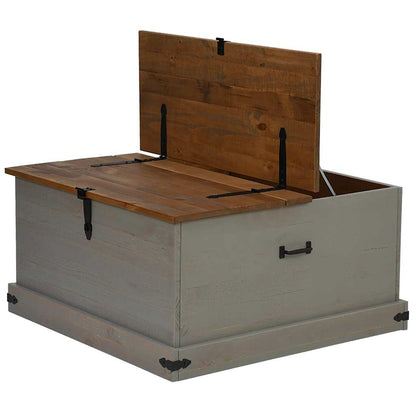 Storage Chest HALDEN Grey 91x91x47 cm Solid Wood Pine