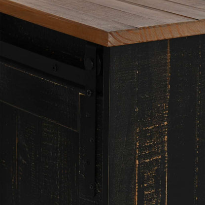 TV Cabinet HALDEN 2 Sliding Doors Black 150x40x60 cm Solid Wood