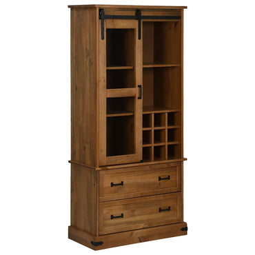 Wine Cabinet HALDEN with Wine Racks and Sliding Door Pine