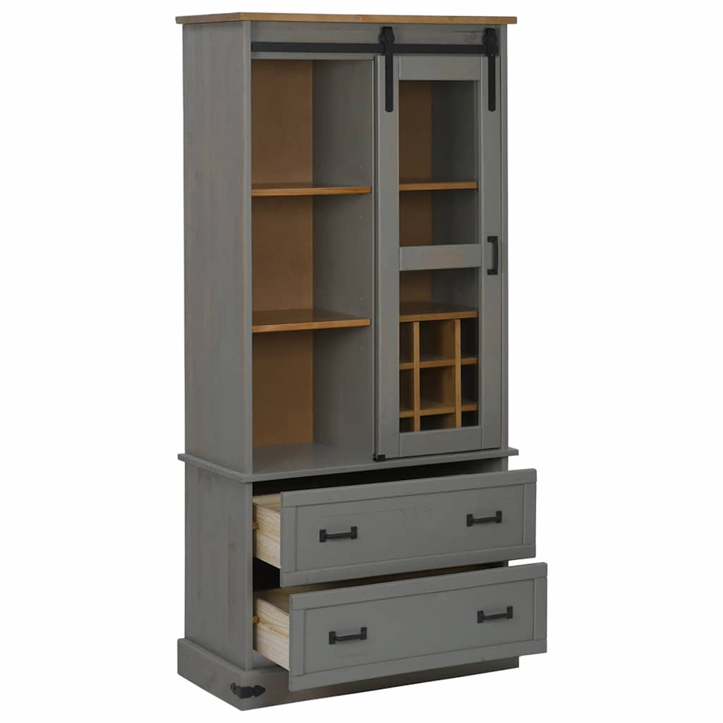 Wine Cabinet HALDEN with Wine Racks and Sliding Door Grey Pine