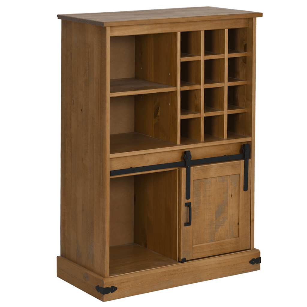 Wine Cabinet HALDEN with Wine Racks and Sliding Door Pine