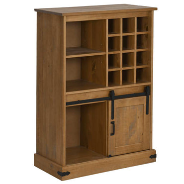 Wine Cabinet HALDEN with Wine Racks and Sliding Door Pine