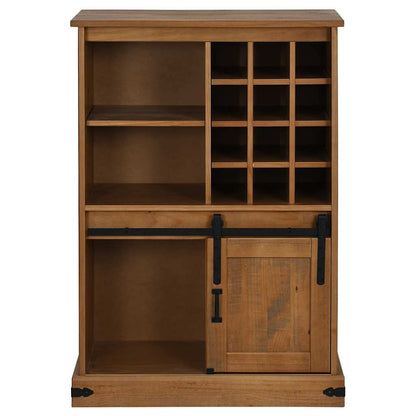 Wine Cabinet HALDEN with Wine Racks and Sliding Door Pine