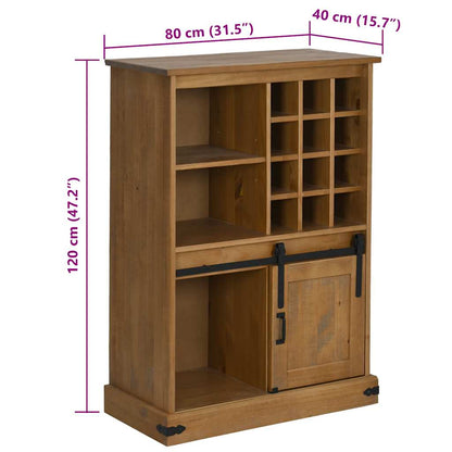 Wine Cabinet HALDEN with Wine Racks and Sliding Door Pine