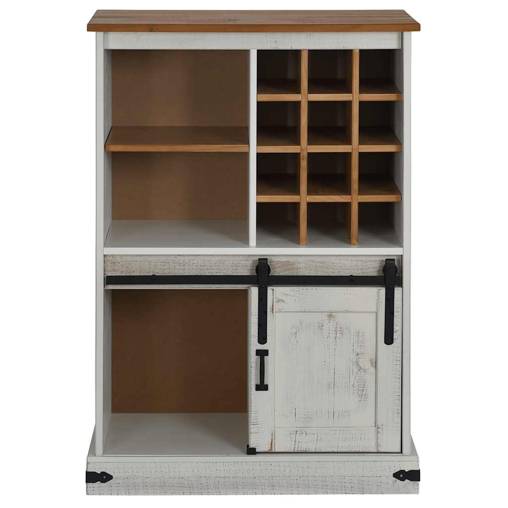 Wine Cabinet HALDEN with Wine Racks and Sliding Door White Pine