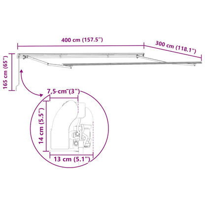 Manual Retractable Awning Brown 400x300 cm