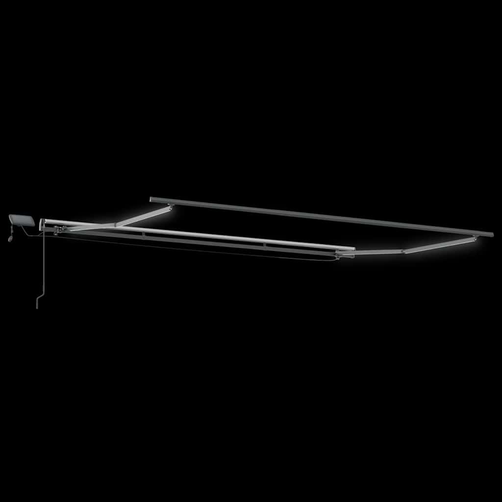 Manual Retractable Awning with LEDs Anthracite&White 500x300 cm