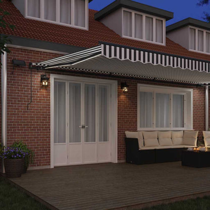 Manual Retractable Awning with LEDs Anthracite&White 600x300 cm