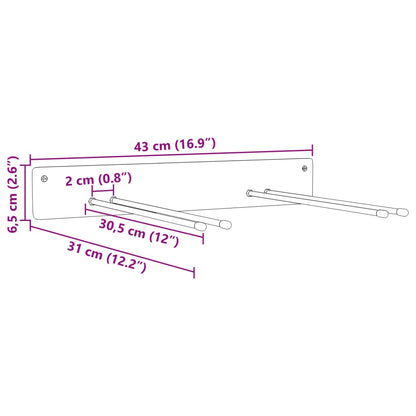 Garden Tool Storage Rack Wall Mounted Black Steel