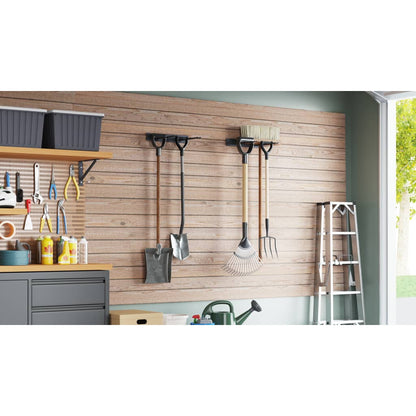 Garden Tool Storage Racks Wall Mounted 2 pcs Black Steel