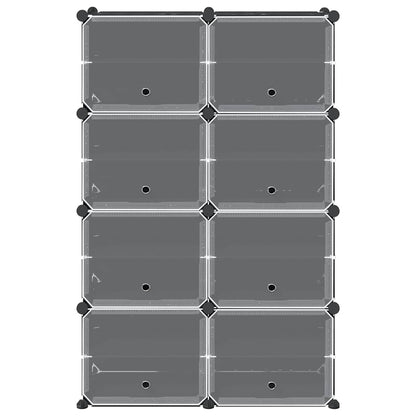 Storage Cube Organiser with 8 Cubes and Doors Black PP