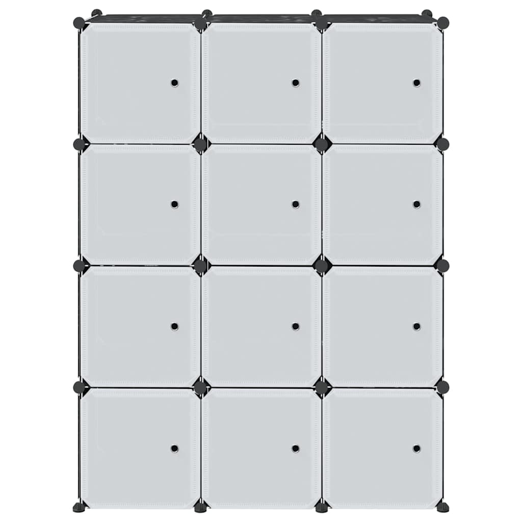 Storage Cube Organiser with 12 Cubes and Hanging Rods PP