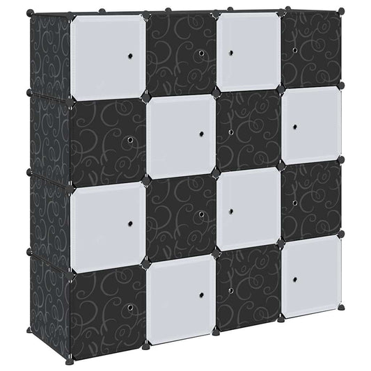 Storage Cube Organiser with 16 Cubes and Hanging Rods PP