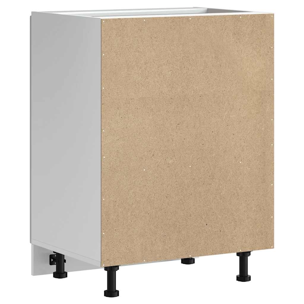 Sink Base Cabinet Kalmar High Gloss White 60x46x81.5 cm Engineered Wood