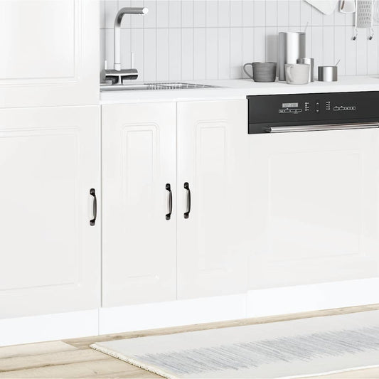 Sink Base Cabinet Kalmar High Gloss White 60x46x81.5 cm Engineered Wood