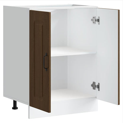 Sink Base Cabinet Kalmar Brown Oak 60x46x81.5 cm Engineered Wood