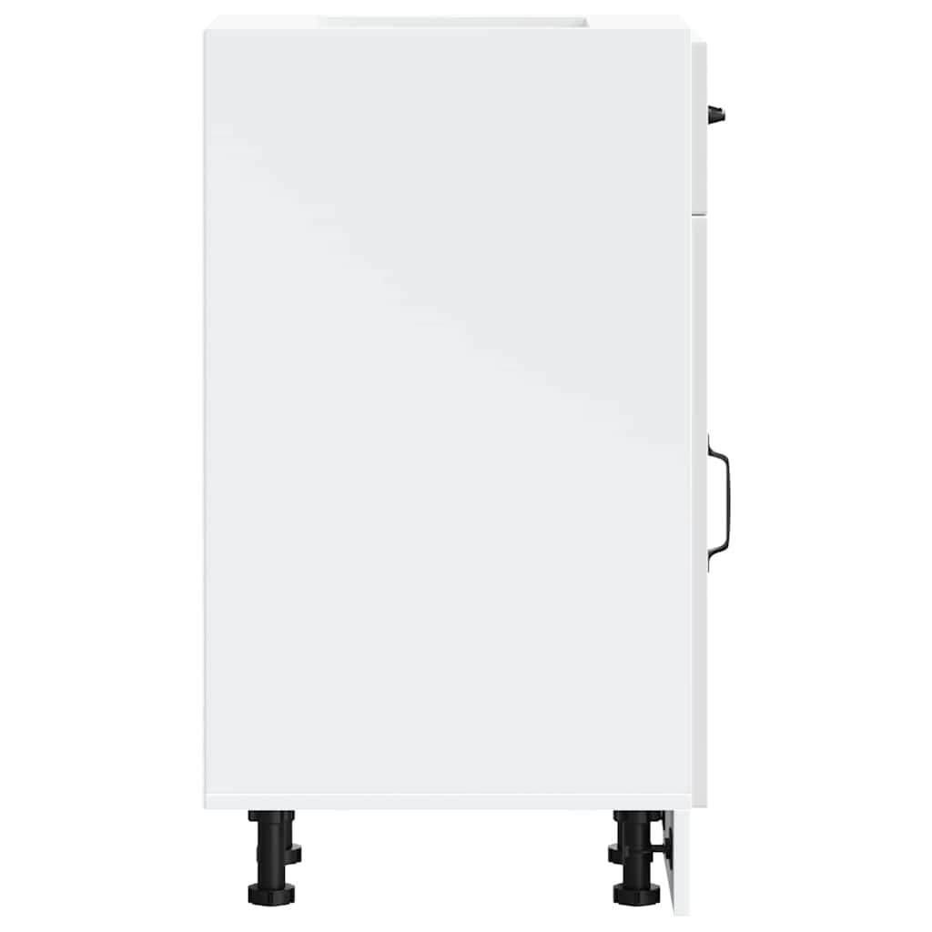 Kitchen Base Cabinet Kalmar High Gloss White Engineered Wood