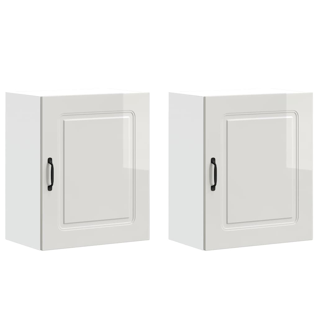 Kitchen Wall Cabinets 2 pcs Kalmar High Gloss White Engineered Wood