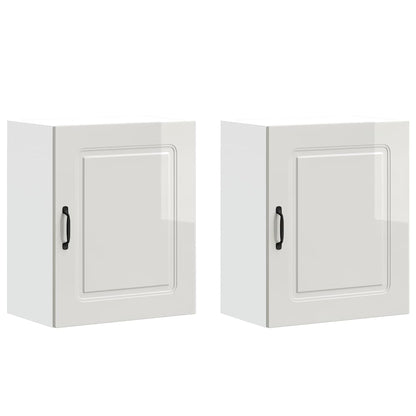 Kitchen Wall Cabinets 2 pcs Kalmar High Gloss White Engineered Wood