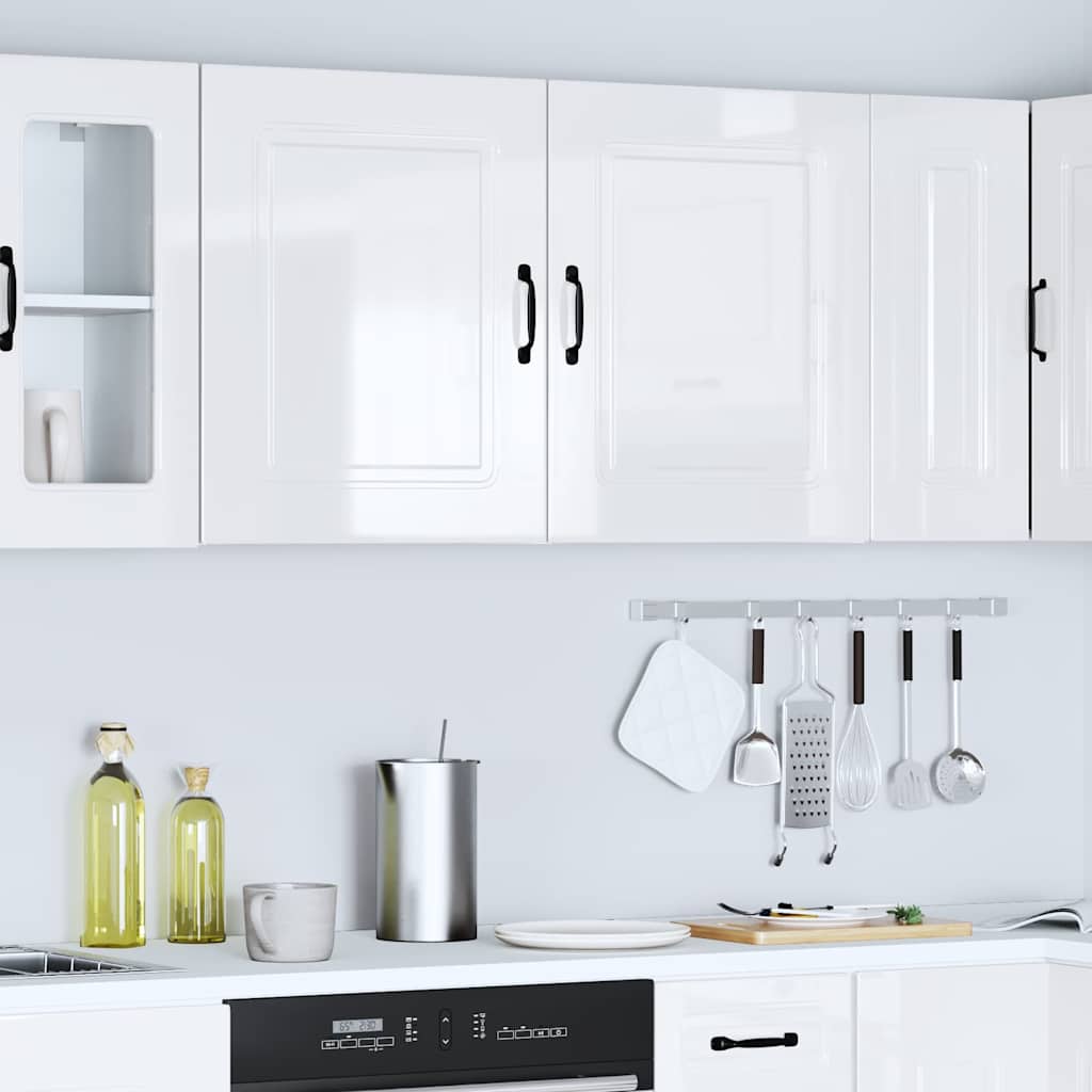Kitchen Wall Cabinets 2 pcs Kalmar High Gloss White Engineered Wood