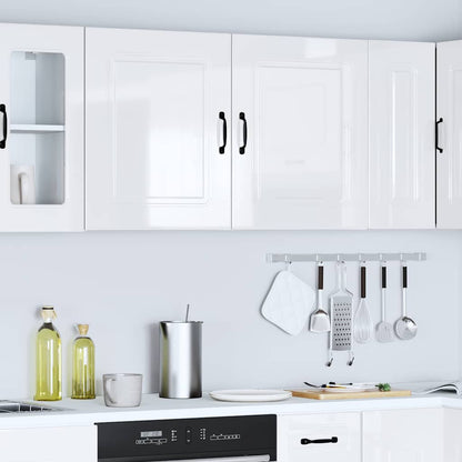 Kitchen Wall Cabinets 2 pcs Kalmar High Gloss White Engineered Wood