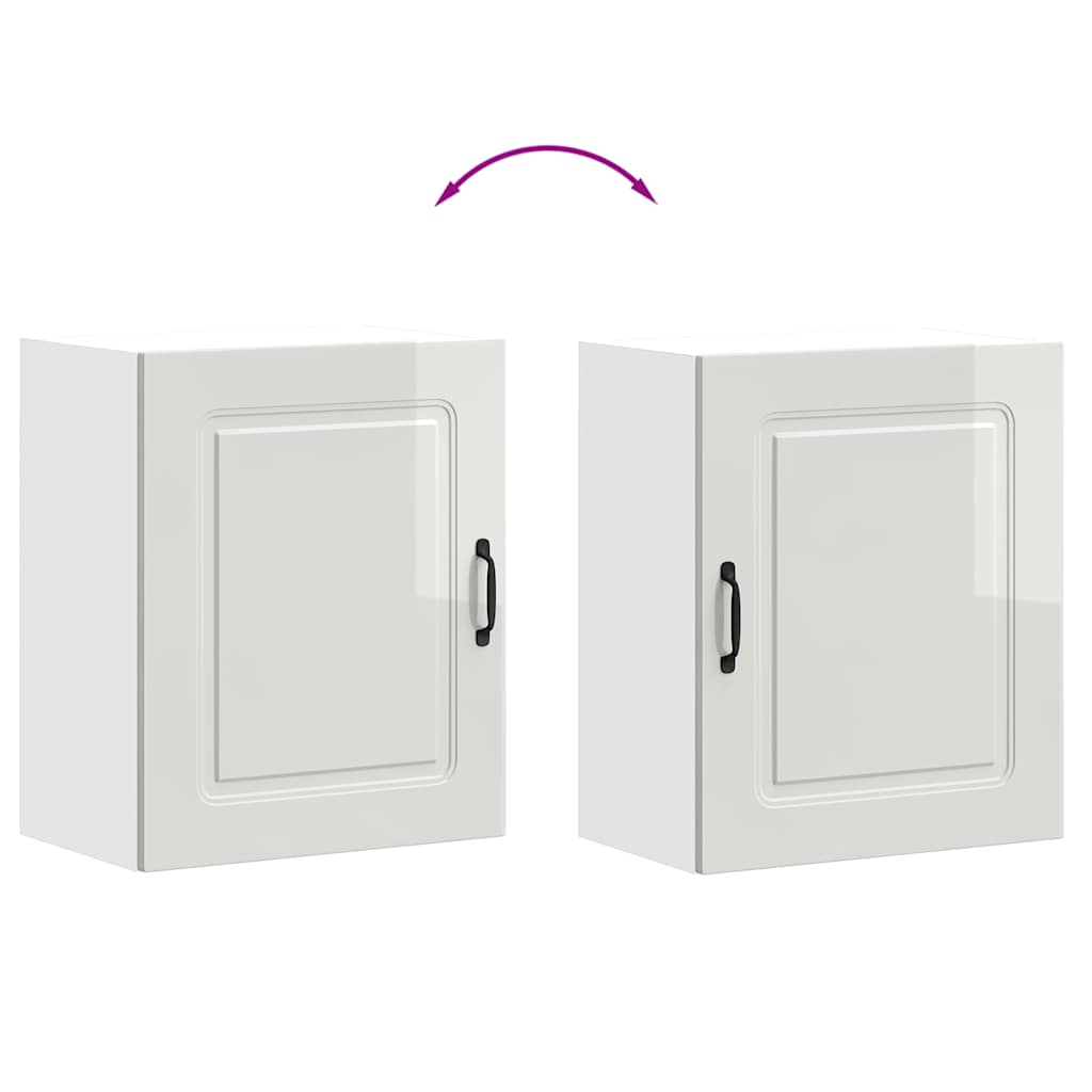 Kitchen Wall Cabinets 2 pcs Kalmar High Gloss White Engineered Wood