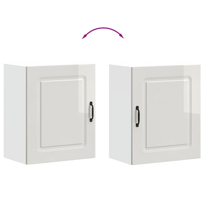 Kitchen Wall Cabinets 2 pcs Kalmar High Gloss White Engineered Wood