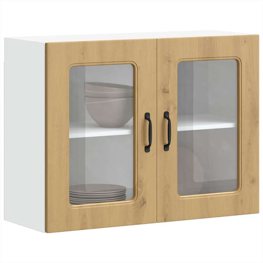 Kitchen Wall Cabinet with Glass Door Kalmar Artisan Oak Engineered Wood