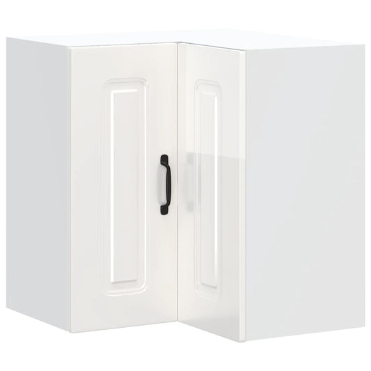 Kitchen Wall Corner Cabinet Kalmar High Gloss White Engineered Wood