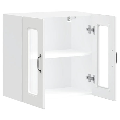 Kitchen Wall Cabinet with Glass Door Kalmar White Engineered Wood