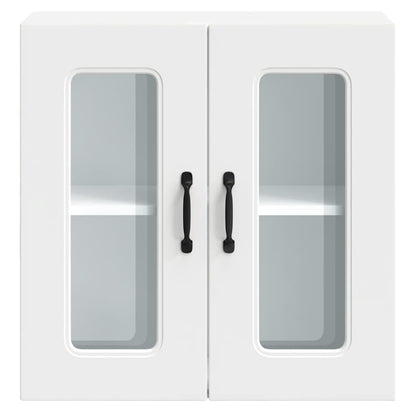 Kitchen Wall Cabinet with Glass Door Kalmar White Engineered Wood