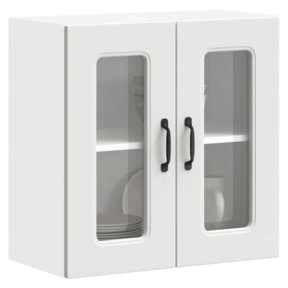Kitchen Wall Cabinet with Glass Door Kalmar White Engineered Wood