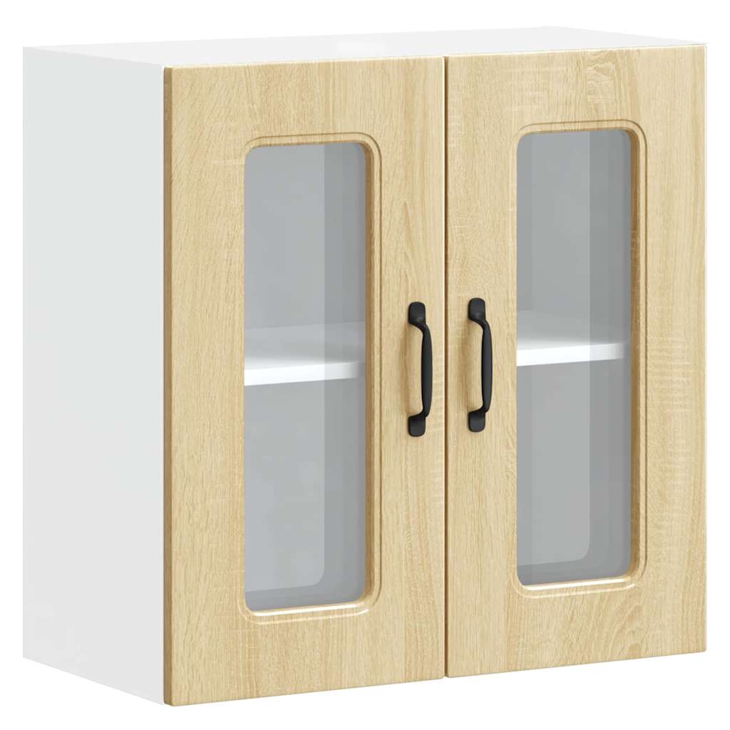 Kitchen Wall Cabinet with Glass Door Kalmar Sonoma Oak Engineered Wood