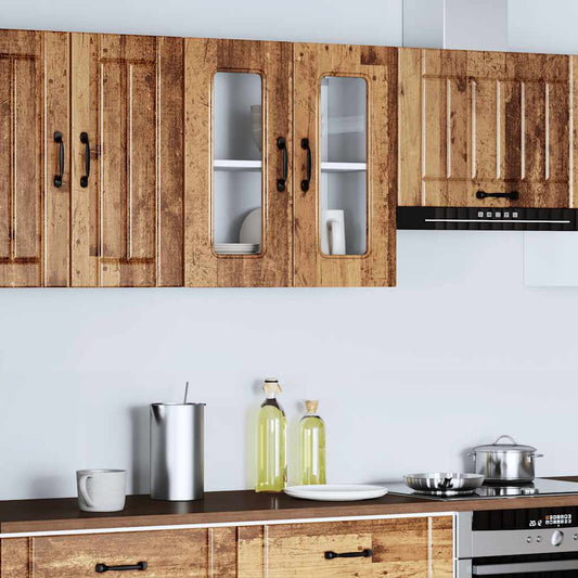 Kitchen Wall Cabinet with Glass Door Kalmar Old Wood Engineered Wood