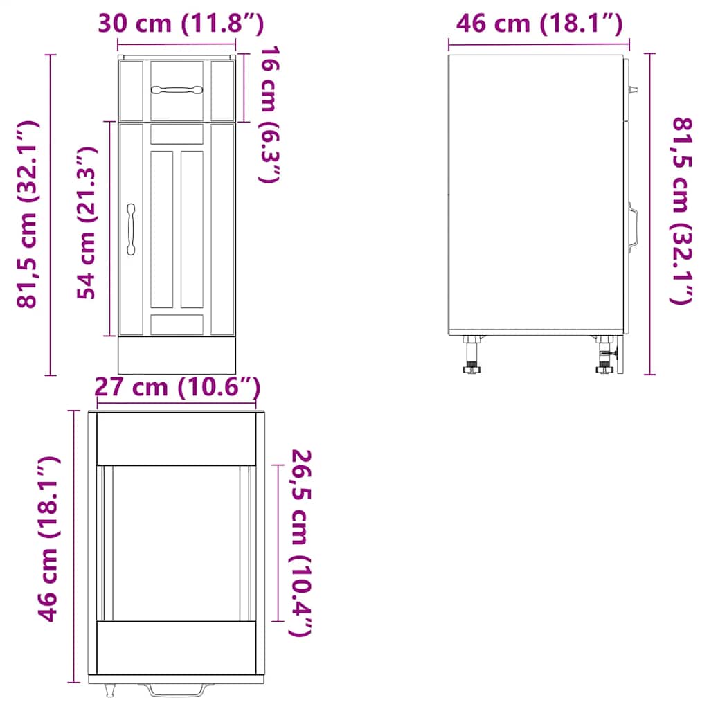 Kitchen Base Cabinet Lucca Grey Sonoma Engineered Wood